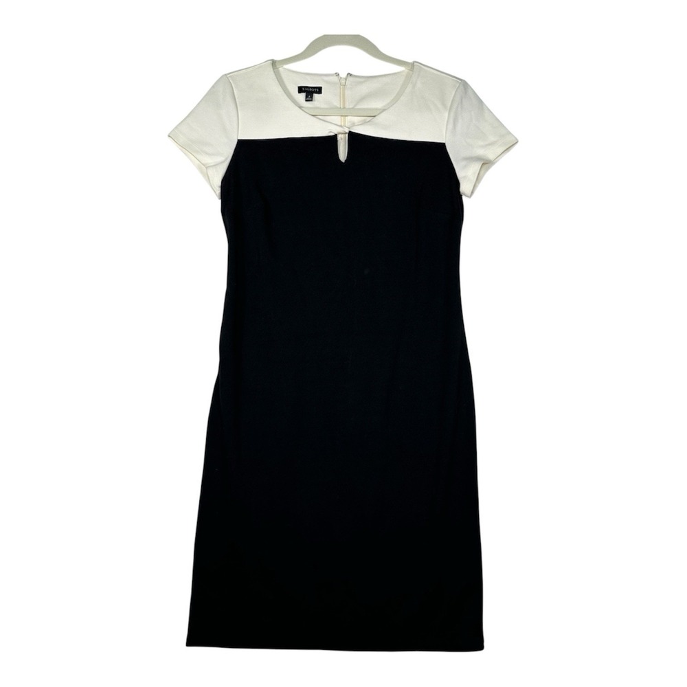 Talbots Shift Dress 2 Black White Colorblock Keyhole Mod Corporate‎ Chic Sheath